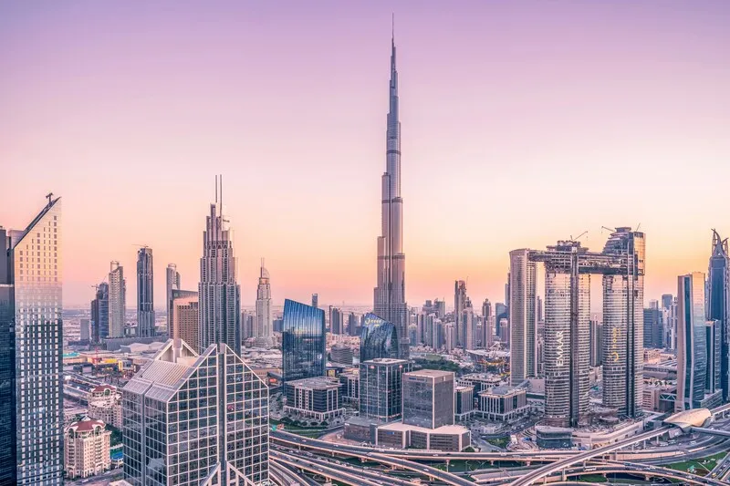 Vista aérea de dubai e seus arranha-céus